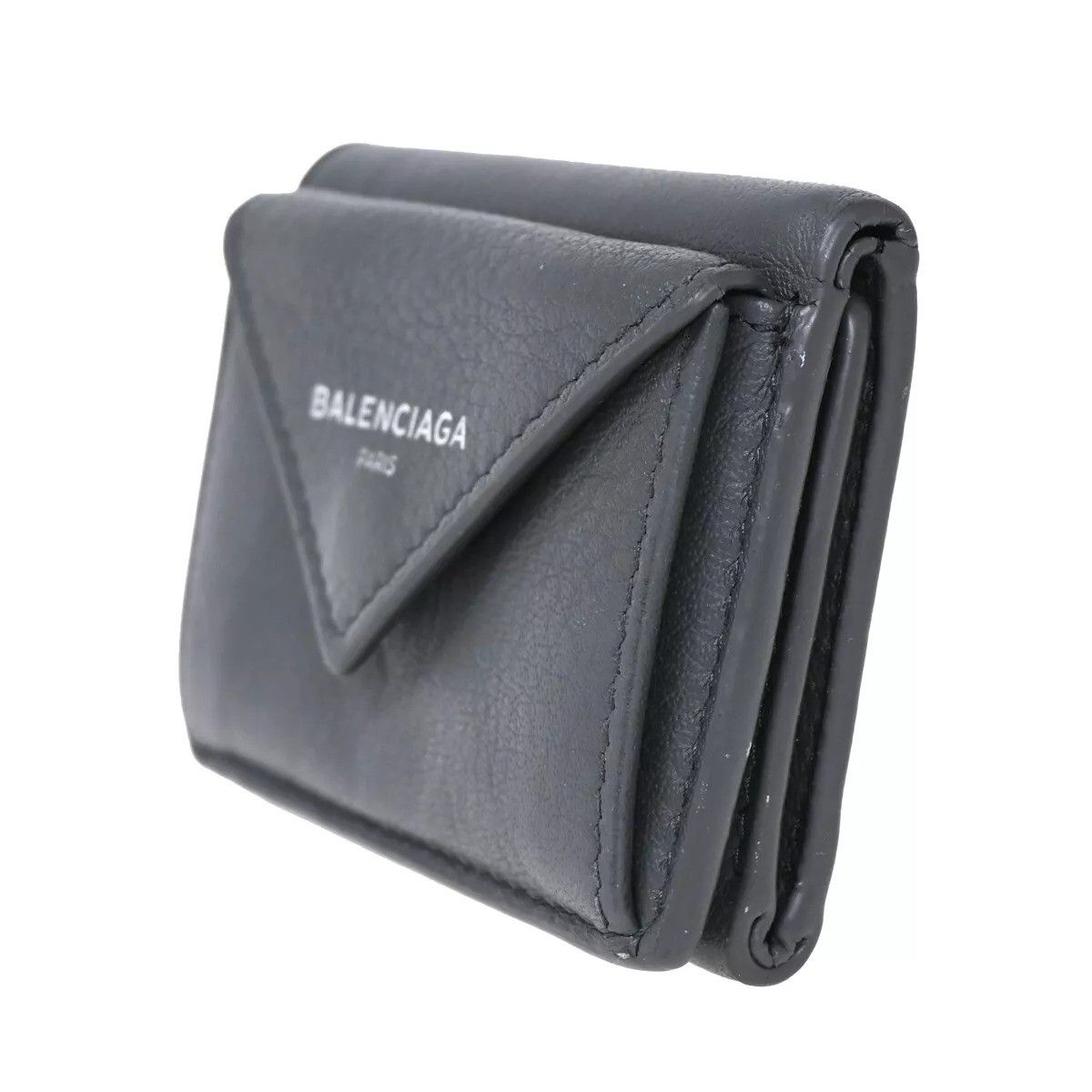 Balenciaga Paper Mini Wallet Trifold Gray Leather — view 2