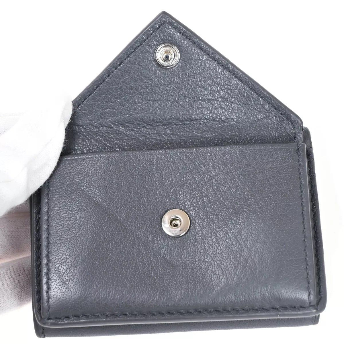 Balenciaga Paper Mini Wallet Trifold Gray Leather — view 7
