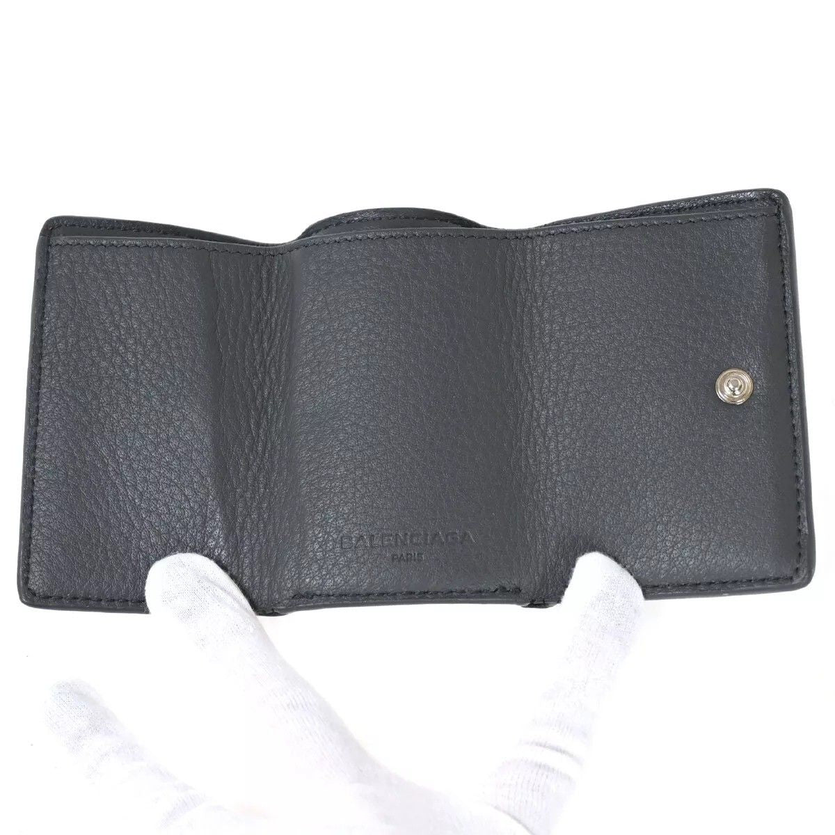 Balenciaga Paper Mini Wallet Trifold Gray Leather — view 9