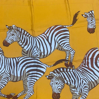 Hermes le Zebres Zebra Scarf Silk Carre 90 Orange — view 6
