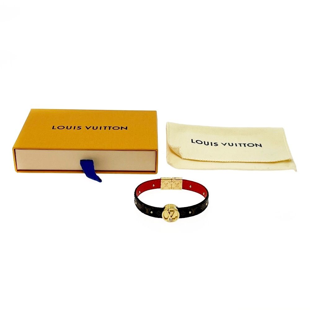 Louis Vuitton Monogram Leather Bracelet LV Circle Reversible Brown