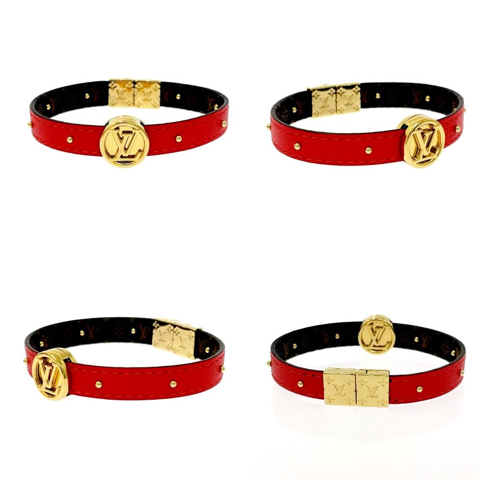 Louis Vuitton Monogram Leather Bracelet LV Circle Reversible Brown — view 6
