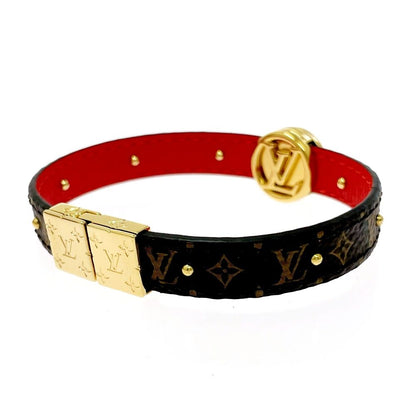 Louis Vuitton Monogram Leather Bracelet LV Circle Reversible Brown — view 5