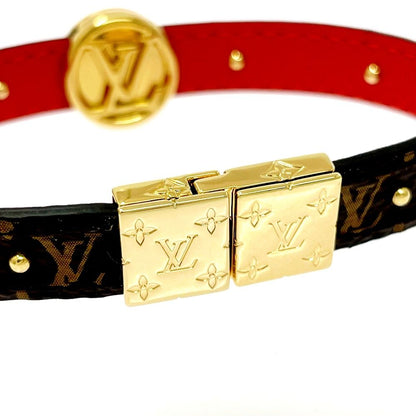 Louis Vuitton Monogram Leather Bracelet LV Circle Reversible Brown — view 8