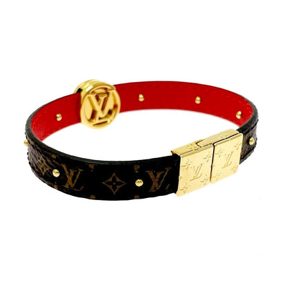 Louis Vuitton Monogram Leather Bracelet LV Circle Reversible Brown — view 4