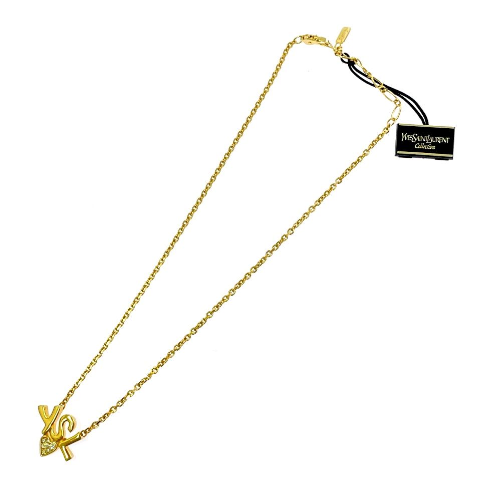 Saint Laurent Logo Necklace Gold — view 2