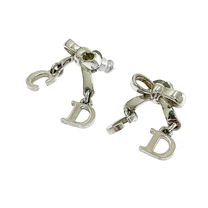 Dior Metal CD Logo Swing Ribbon Earrings Silver — view 4