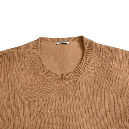Miu Miu Short Sleeve Knit Beige Sweater — view 3
