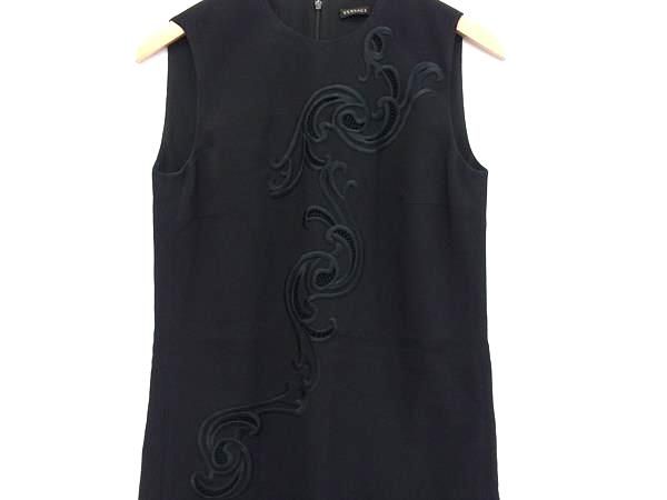 Versace Acetate Rayon Sleeveless Dress 38 Black — view 3