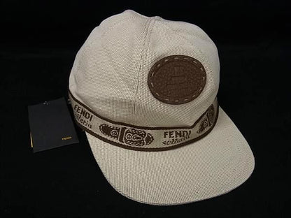 Fendi Selleria Linen Cotton Baseball Cap Hat M Beige Brown