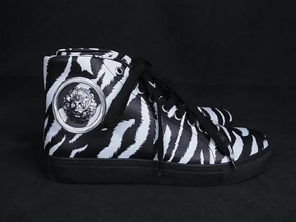 Versace Medusa Leather Zebra High Cut Sneakers 38 Shoes — view 2