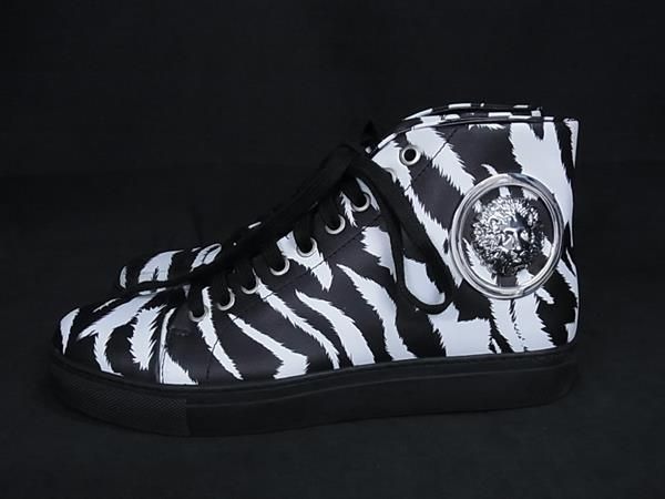 Versace Medusa Leather Zebra High Cut Sneakers 38 Shoes — view 3