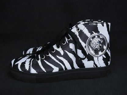 Versace Medusa Leather Zebra High Cut Sneakers 38 Shoes — view 3
