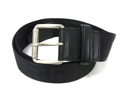 Versace Greca Nylon Canvas Silver Belt Black