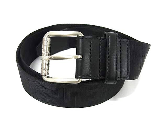Versace Greca Nylon Canvas Silver Belt Black