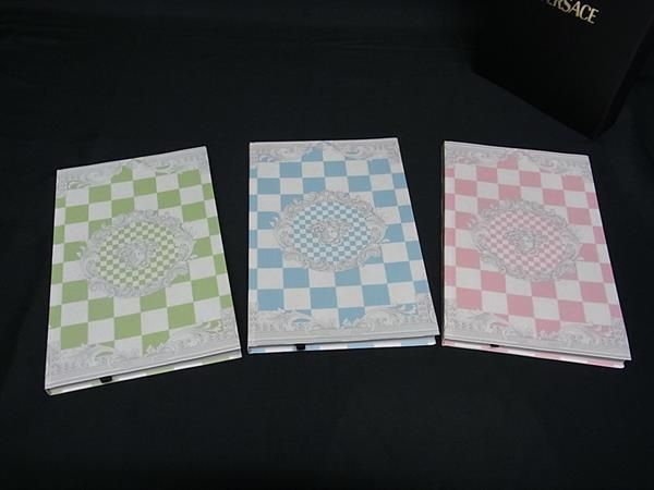 Versace Medusa Note Book Memo Paper Stationery 3 Piece Set Multicolor