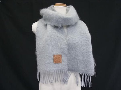 Loewe Anagram Fringe Scarf Light Blue
