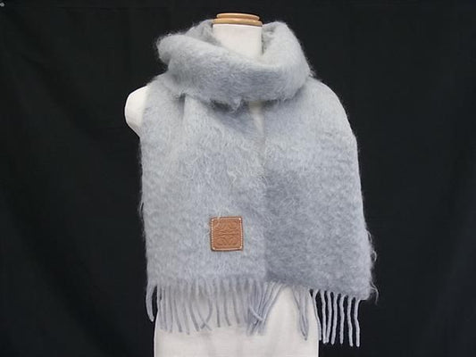 Loewe Anagram Fringe Scarf Light Blue