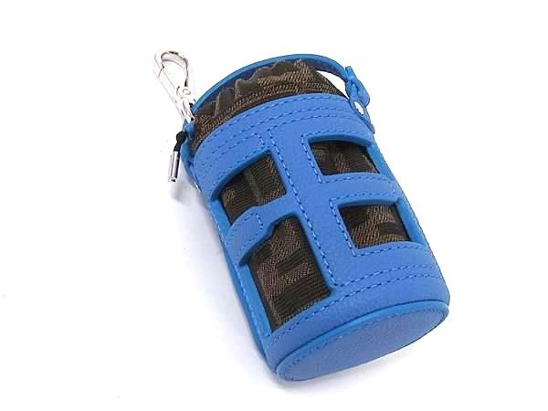 Fendi Zucca Pattern Zucchino Nylon Canvas Bucket Bag Charm Key Holder