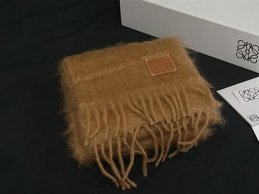 Loewe Anagram Mohair Wool Nylon Scarf Shawl Brown