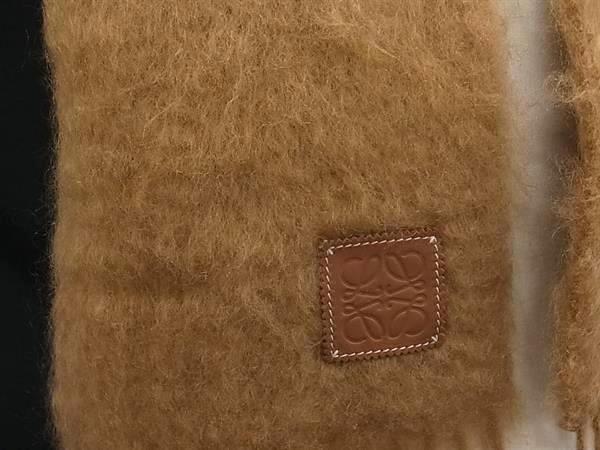 Loewe Anagram Mohair Wool Nylon Scarf Shawl Brown — view 3