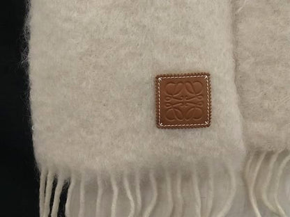 Loewe Anagram Mohair Wool Nylon Scarf Fringe Shawl Ivory — view 2