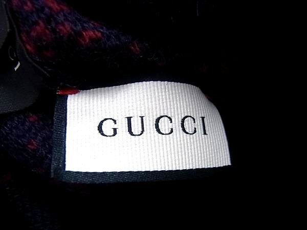 Gucci GG Pattern Alpaca Wool Knit Cap Hat M Navy — view 4