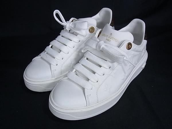 Louis Vuitton Monogram Time Out Line Sneakers 35 Shoes Off White