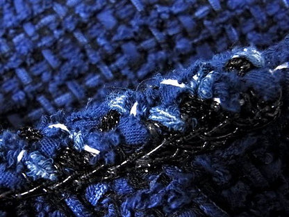 Chanel Coco Button Cotton Tweed Sleeveless Dress 38 Navy — view 7