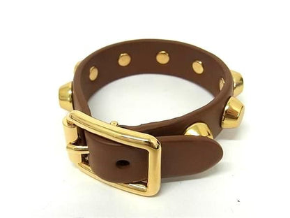 Prada Leather Studs M Brown Bracelet — view 2