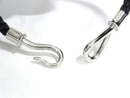 Hermes Jumbo Leather Braided Silver Bracelet Black — view 4