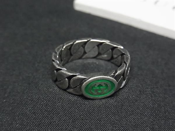 Gucci Interlocking Ring Silver Green
