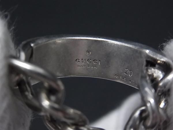 Gucci Golmet Chain Ring Silver Green — view 4