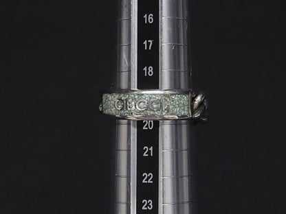 Gucci Golmet Chain Ring Silver Green — view 3