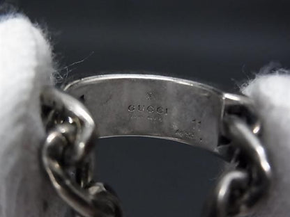 Gucci Golmet Chain Ring Silver Green — view 4