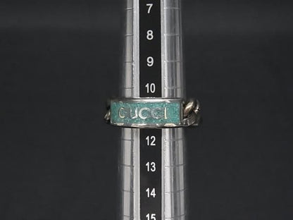 Gucci Golmet Chain Ring Silver Green — view 3