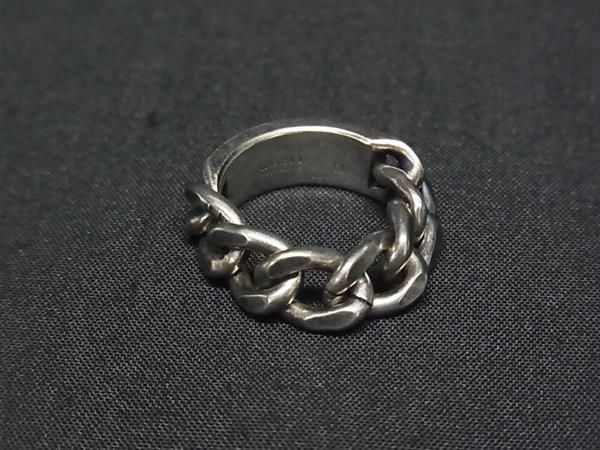 Gucci Golmet Chain Ring Silver Green — view 2
