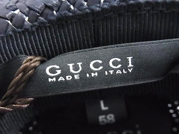 Gucci Straw Folded Hat L Navy — view 5