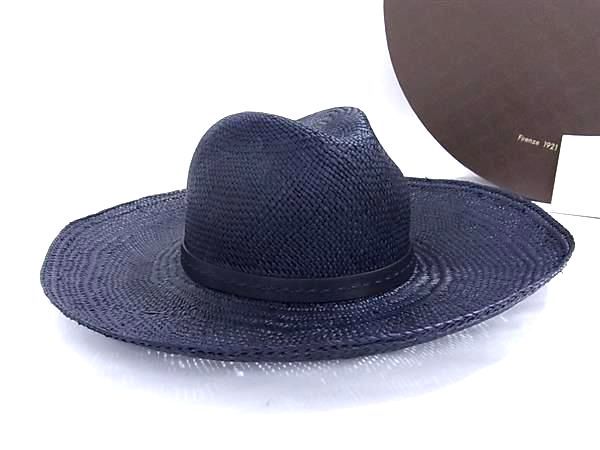 Gucci Straw Folded Hat L Navy