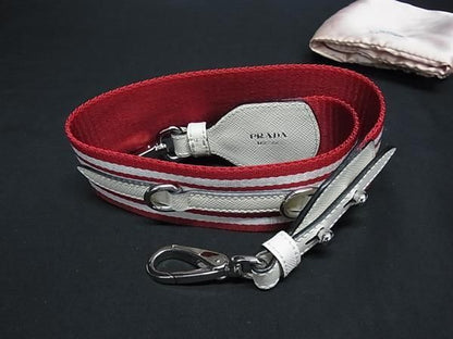 Prada Canvas Saffiano Leather Strap Back Shoulder Ivory