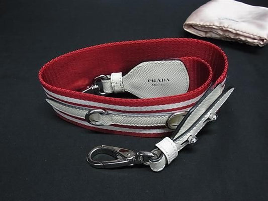 Prada Canvas Saffiano Leather Strap Back Shoulder Ivory
