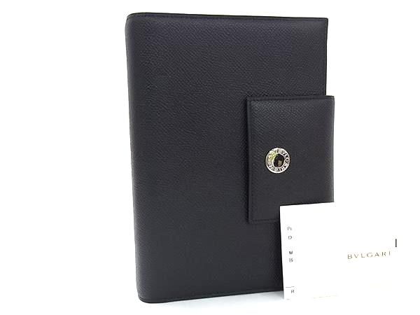 Bvlgari Leather 6 Hole Notebook Cover Schedule Book a Dos Address Black Agenda