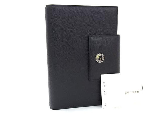 Bvlgari Leather 6 Hole Notebook Cover Schedule Book a Dos Address Black Agenda