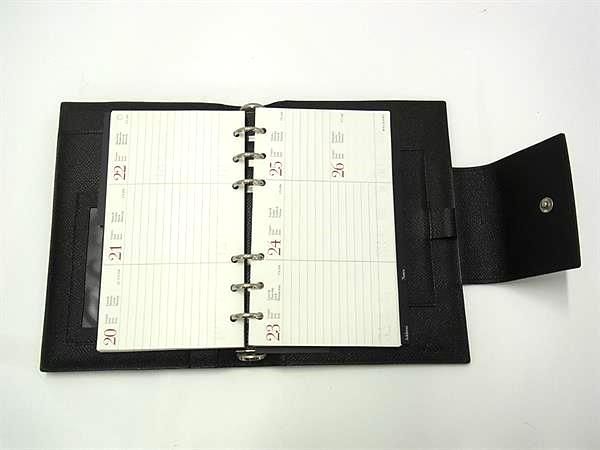 Bvlgari Leather 6 Hole Notebook Cover Schedule Book a Dos Address Black Agenda — view 5