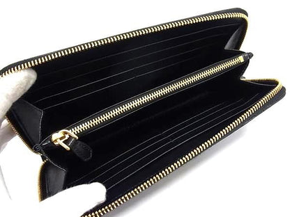 Prada Saffiano Leather Zip Around Wallet Billfold Coin Purse Black — view 3