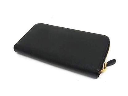 Prada Saffiano Leather Zip Around Wallet Billfold Coin Purse Black — view 2