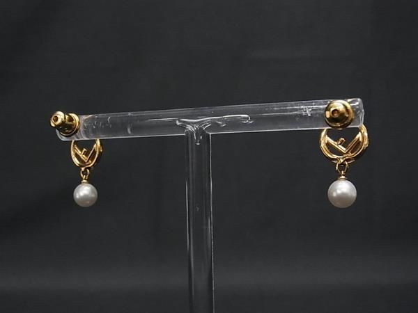 Fendi Pearl Earrings Gold Ivory — view 2