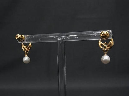 Fendi Pearl Earrings Gold Ivory — view 2