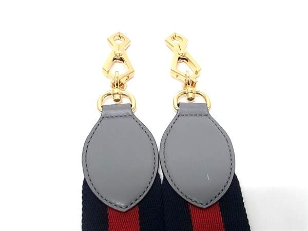 Gucci Nymphaea Sherry Line Canvas Bag Shoulder Strap Belt Navy — view 3