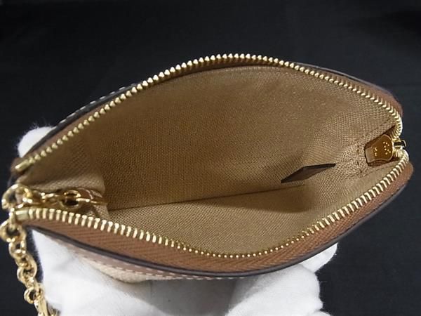 Celine Canvas Leather Coin Purse Beige Brown — view 3